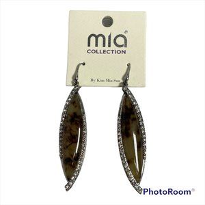 Mia Collection Brown Gold Jeweled Dangle Earrings 3" by Kim Min Sun